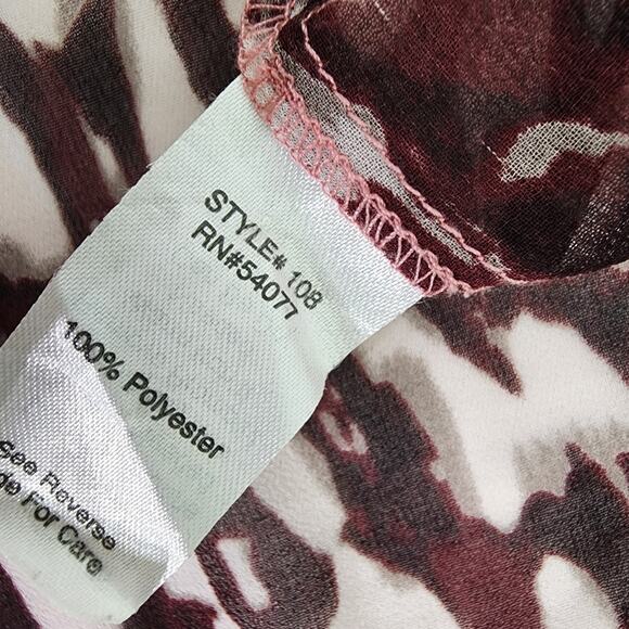 Cabi Womens Tunic Top 108 Large Beguile Animal Print Sheer Button Up Sleeveless - Picture 8 of 9